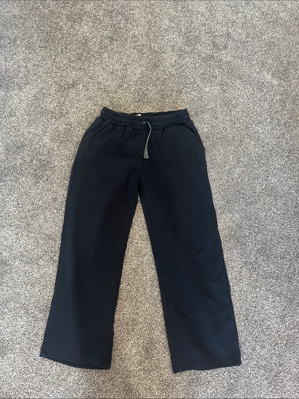 Kids Black Wide-Leg Sweatpants with Drawstring Waist